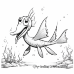 Pterodactyl Hunting for Fish Coloring Pages 2