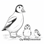 Puffin Family Coloring Pages: Male, Female, and Chick 4