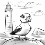 Puffins and Lighthouse Scenery Coloring Pages for Artists 2