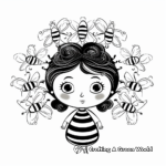 Queen Bee in a Swarm Coloring Pages 3