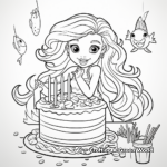 Rainbow and Mermaid Cake Coloring Pages for Artists 2