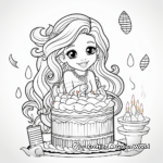 Rainbow and Mermaid Cake Coloring Pages for Artists 3