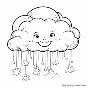 Rainbow and Rain Clouds Spring Coloring Pages 1
