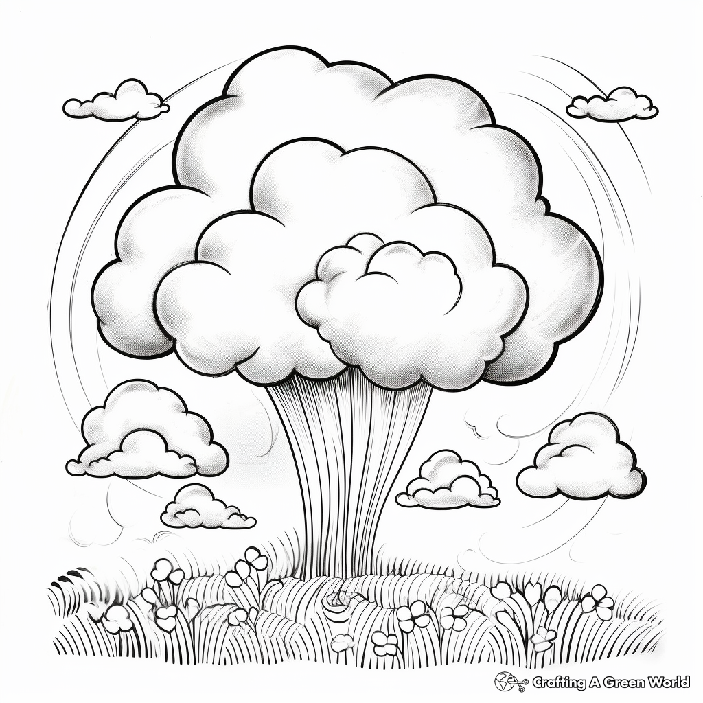 Rainbow and Rain Clouds Spring Coloring Pages 3