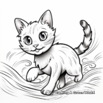 Rainbow Chasing Mouse Cat Coloring Page 1