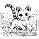 Rainbow Chasing Mouse Cat Coloring Page 3