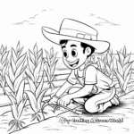 Rainbow Corn Harvest Coloring Pages: Field, Farmer, and Corn 2