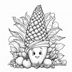 Rainbow Corn in a Cornucopia Coloring Pages 1