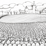 Rainbow Corn in the Field: Countryside Scene Coloring Pages 1