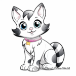 Rainbow Stripes Cat Coloring Page for toddlers 1