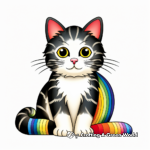 Rainbow Stripes Cat Coloring Page for toddlers 4