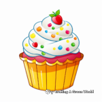Rainbow-swirled Cupcake Coloring Pages for Kids 2