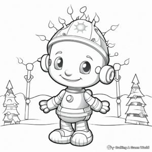 Rainbow-Themed Christmas Lights Coloring Pages 4