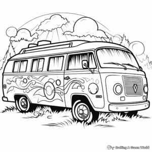 Rainbow Themed Hippie Van Coloring Pages 3