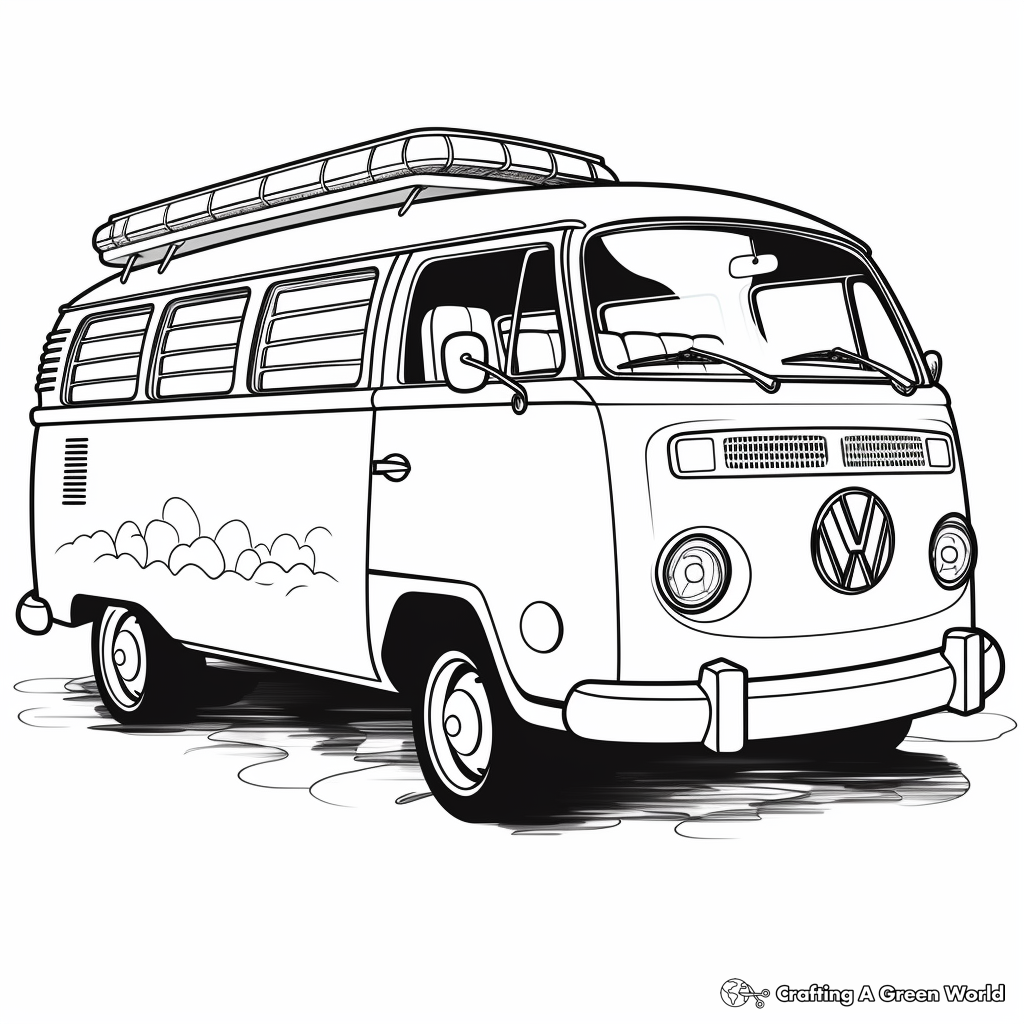 Rainbow Themed Hippie Van Coloring Pages 4