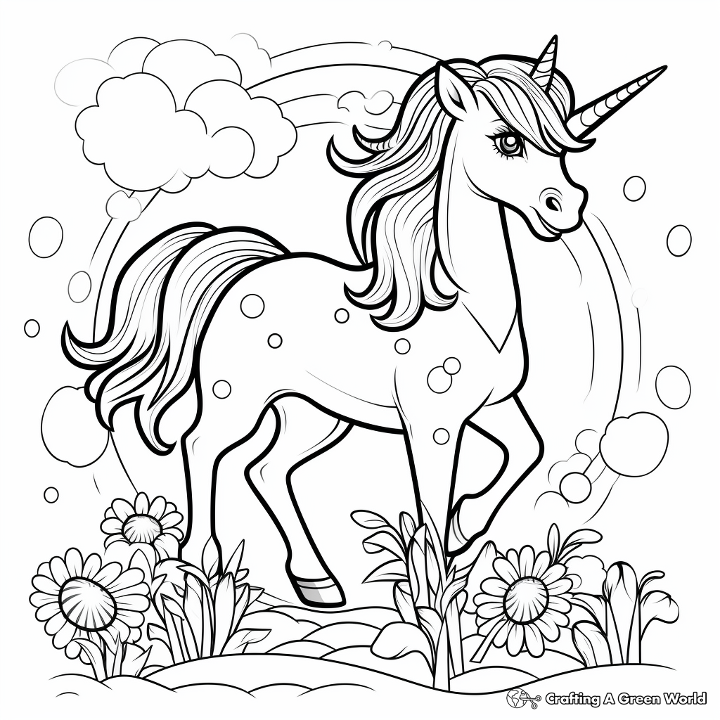 Rainbow Unicorn Coloring Pages 1