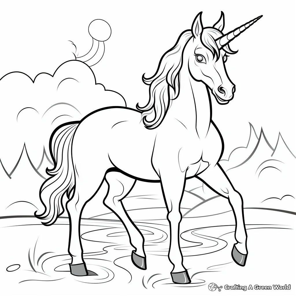 Rainbow Unicorn Coloring Pages 3