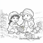 Raspberry Picking Scene Coloring Pages 1