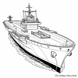 Realistic Aircraft Carrier Coloring Pages 3