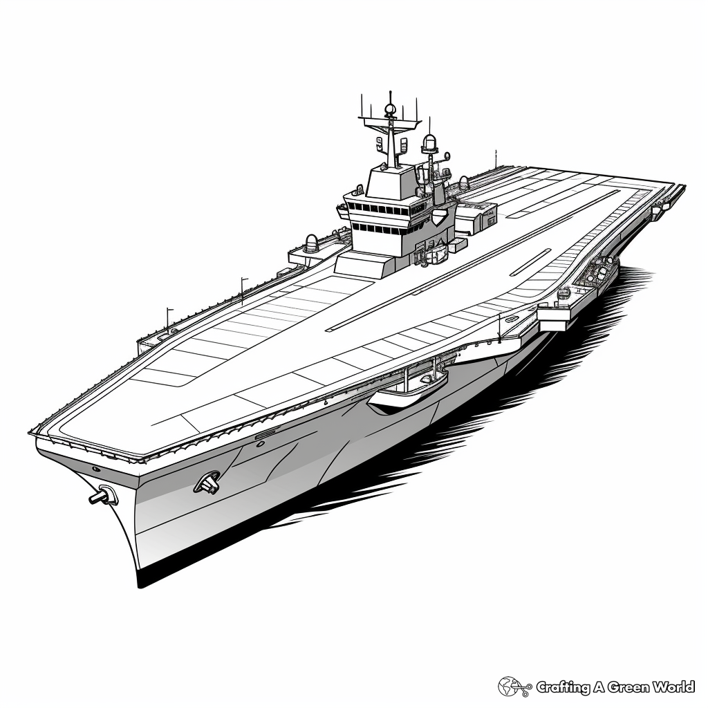 Realistic Aircraft Carrier Coloring Pages 4