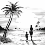 Realistic Beach Sunset Coloring Sheets 1