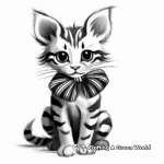 Realistic Bengal Cat with Bow Coloring Pages 3