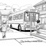 Escena realista de parada de autobús Páginas para colorear 3