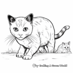 Realistic Cat Hunting Mouse Coloring Pages 3