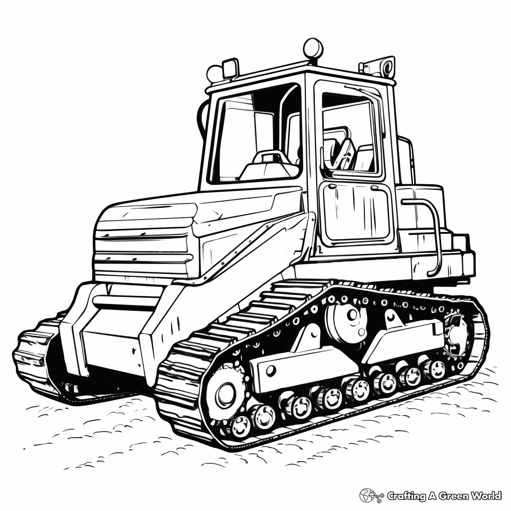 Realistic Digger Bulldozer Coloring Pages 1