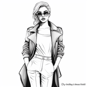 Realistic Fashion Model Coloring Pages 1