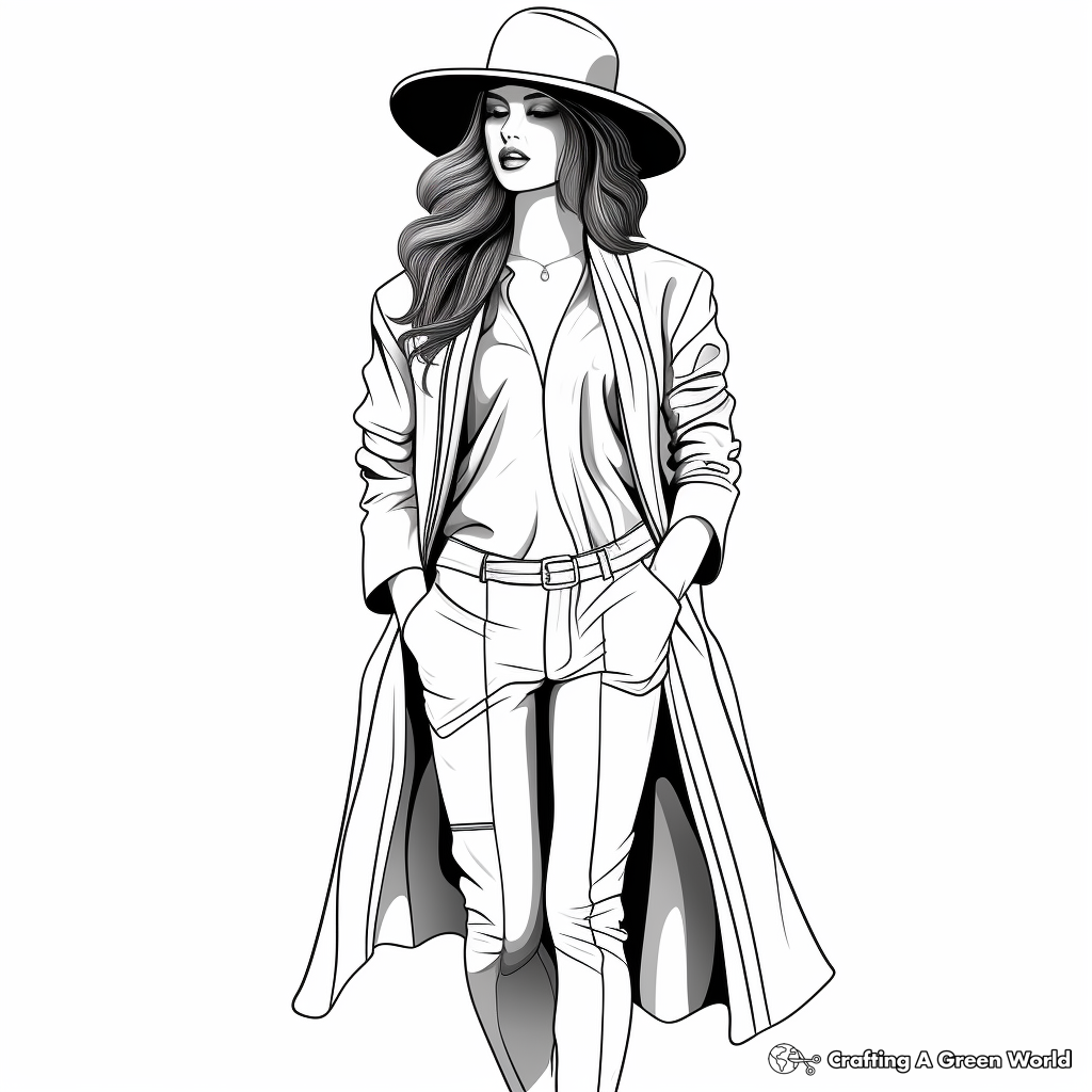 Realistic Fashion Model Coloring Pages 2