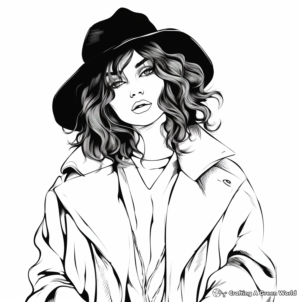 Realistic Fashion Model Coloring Pages 3