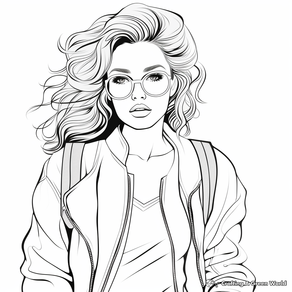 Realistic Fashion Model Coloring Pages 4