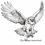 Realistic Great Horned Owl Hunting Coloring Pages 1