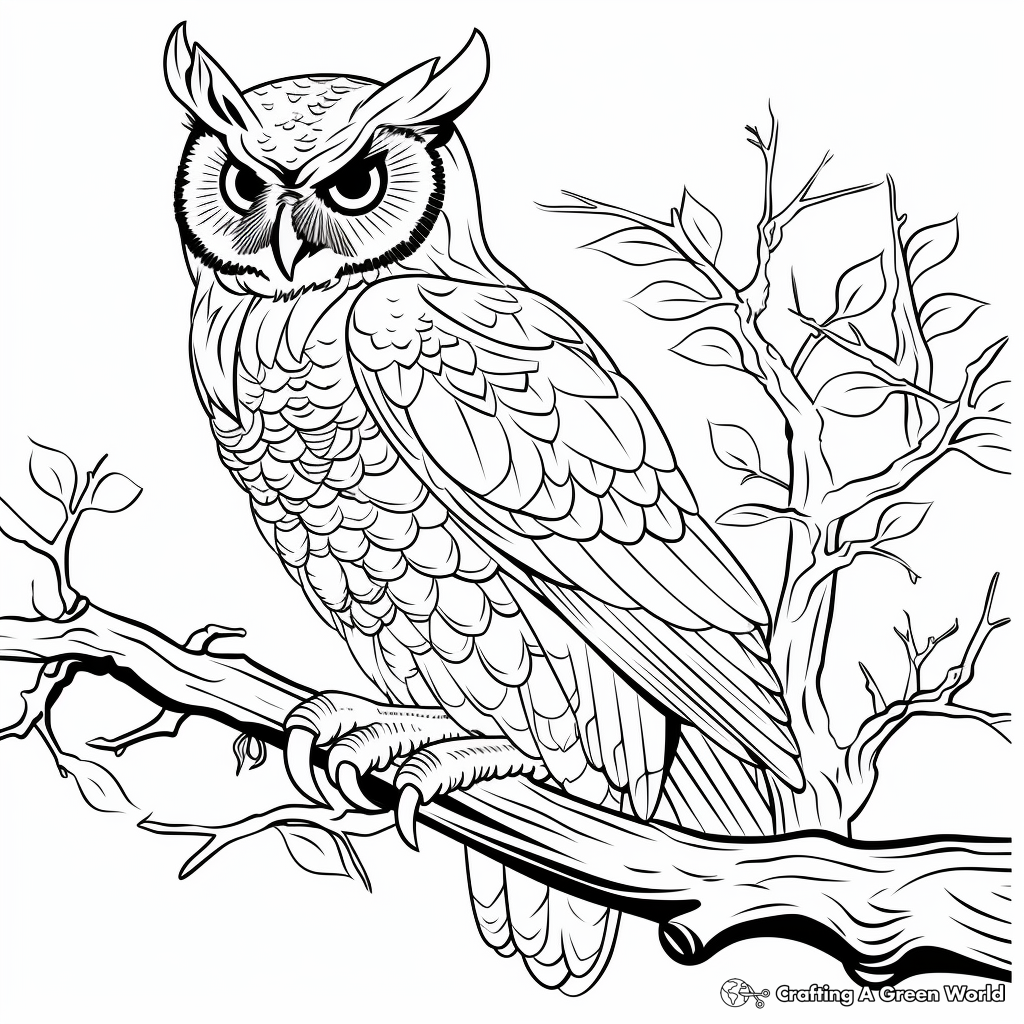 Great Horned Owl Coloring Pages Free Printable 