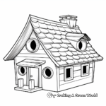 Realistic Log Cabin Bird House Coloring Pages 1