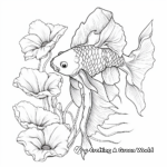 Realistic Lotus and Koi Fish Coloring Sheets 2