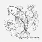 Realistic Lotus and Koi Fish Coloring Sheets 3
