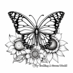 Realistic Monarch Butterfly on a Sunflower Coloring Pages 1