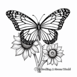 Realistic Monarch Butterfly on a Sunflower Coloring Pages 2