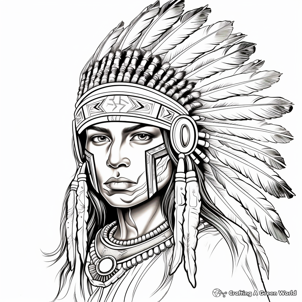 Realistic Native American Coloring Pages for Adults 3