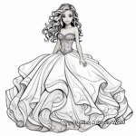 Realistic Quinceanera Ball Gown Dress Coloring Pages 2