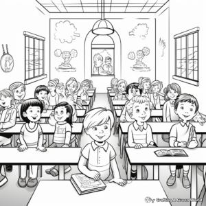 Realistic School Scene for 100th Day Coloring Sheets 2