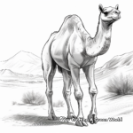 Realistic Single Camel in the Desert Coloring Sheets 2