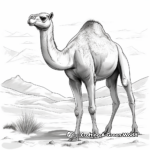 Realistic Single Camel in the Desert Coloring Sheets 3