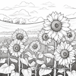 Realistic Sunflower Field Coloring Pages 1