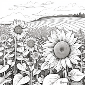 Realistic Sunflower Field Coloring Pages 2