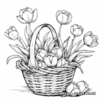 Realistic Tulips in a Basket Coloring Sheets 1