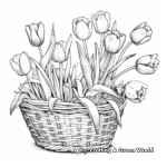 Realistic Tulips in a Basket Coloring Sheets 2
