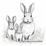 Realistic Wild Rabbit Family Coloring Pages 1